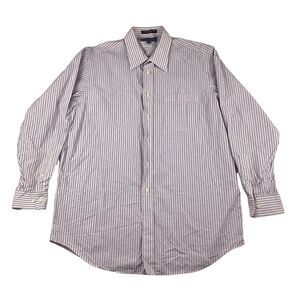 Paul Frederick Dress Shirt Mens 16.5/34 Pink Blue Stripe Button Up Finest Cotton